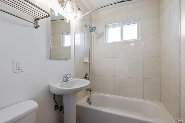 full bath with shower / bathing tub combination and toilet