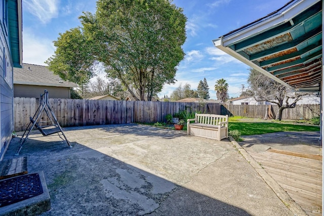 view of patio featuring a fenced backyard