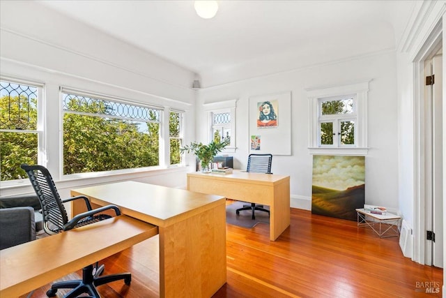 office space with light wood-style floors