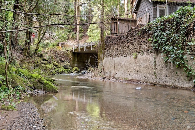 water view with a wooded view