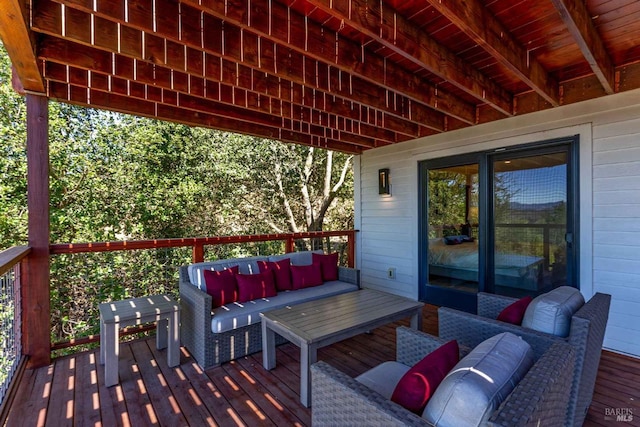 deck featuring outdoor lounge area