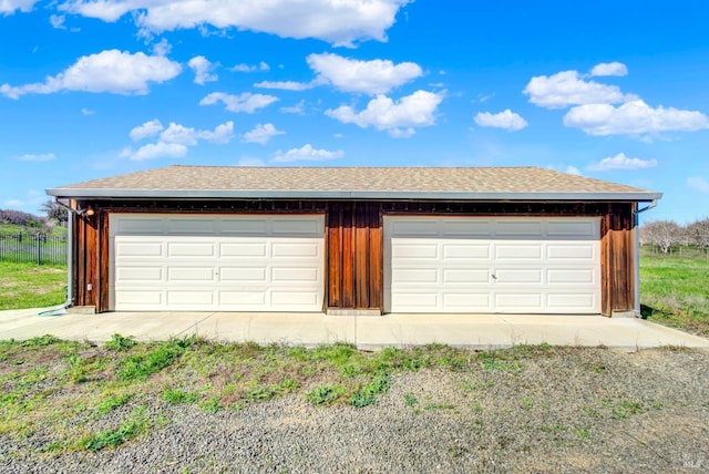 view of detached garage