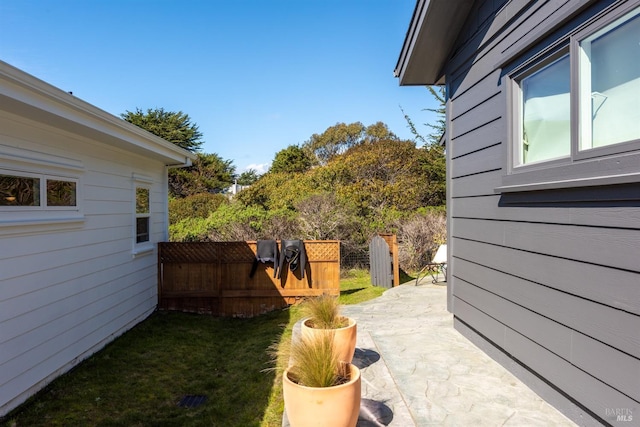 view of yard with a patio area and fence