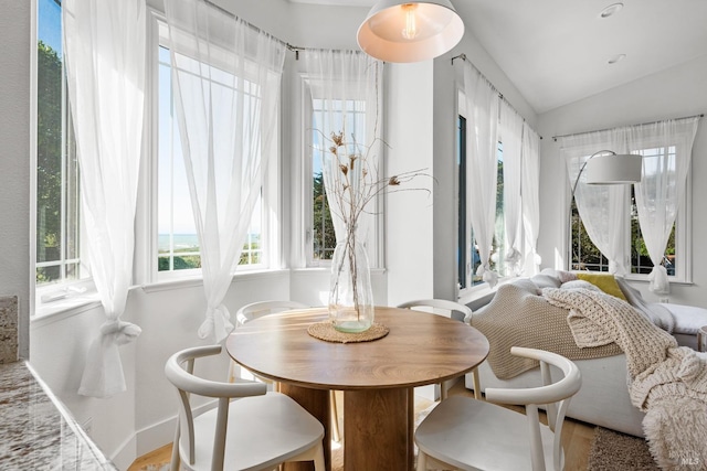 sunroom featuring lofted ceiling