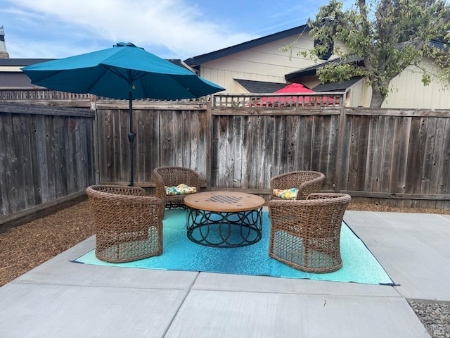 view of patio featuring a fenced backyard