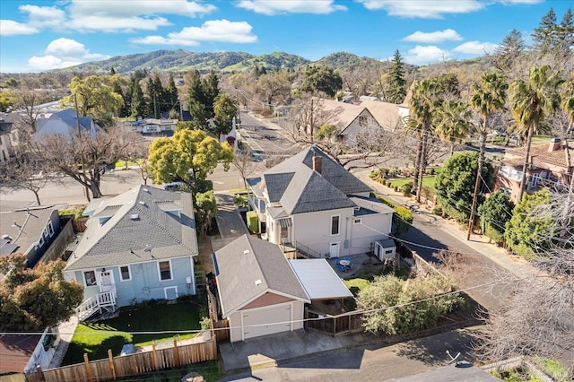 bird's eye view with a mountain view and a residential view