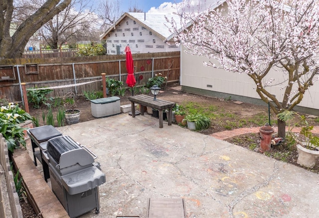 view of patio featuring a fenced backyard