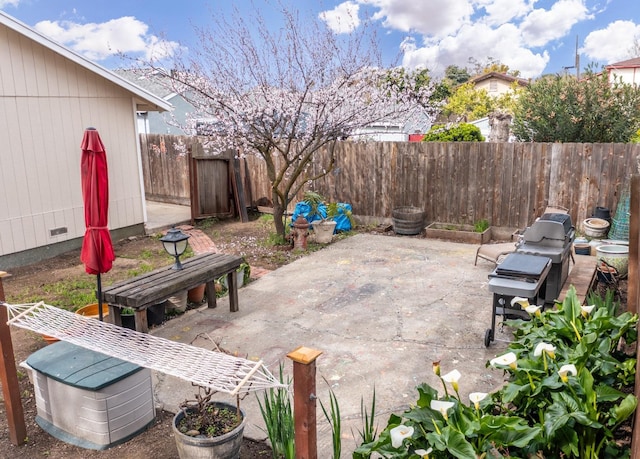 view of patio featuring a fenced backyard