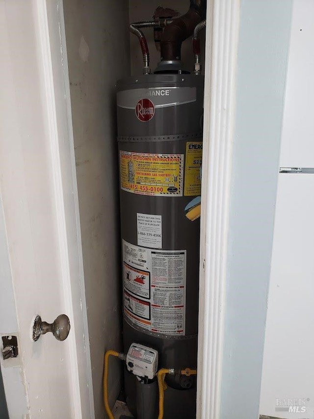 utility room with gas water heater