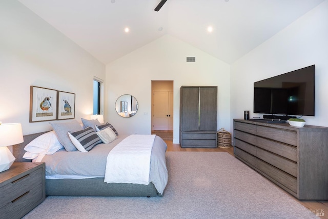 3878 Horizon View Way, Santa Rosa, CA 95404 - bedroom featuring high vaulted ceiling and ceiling fan