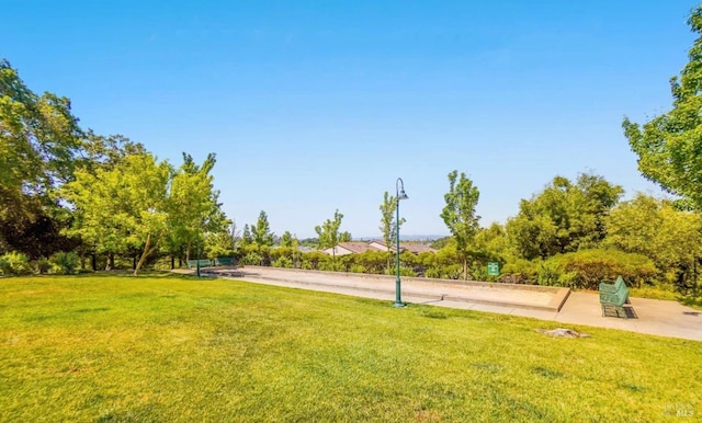 view of property's community featuring a lawn