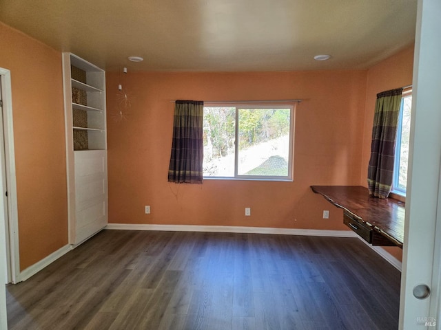 interior space with baseboards and wood finished floors