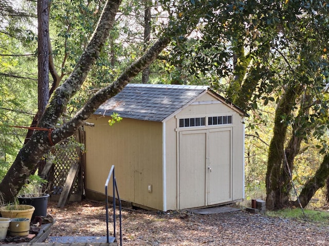 view of shed