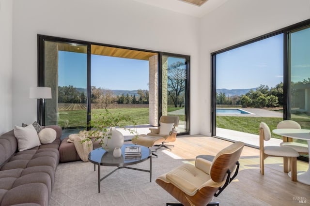 2350 Big Ranch Rd, Napa, CA 94558 - living room with wood finished floors and a mountain view