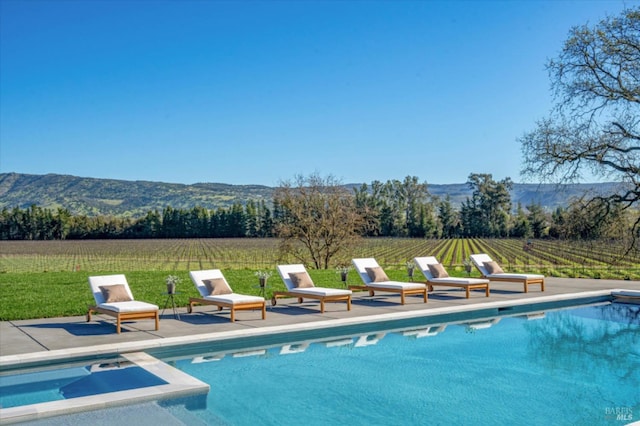 2350 Big Ranch Rd, Napa, CA 94558 - view of pool with a mountain view, a yard, a patio, and a view of rural / pastoral area