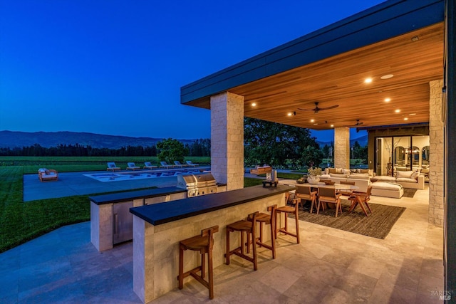 2350 Big Ranch Rd, Napa, CA 94558 - view of patio featuring an outdoor living space and a mountain view