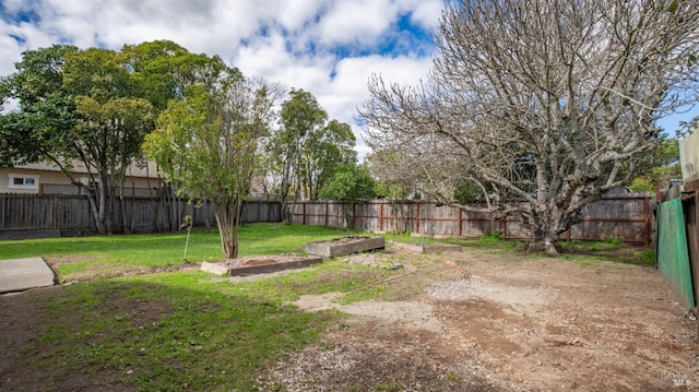 view of yard featuring a fenced backyard