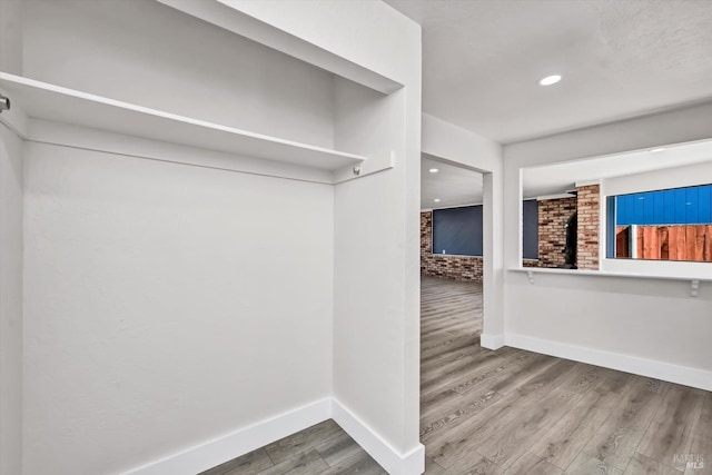 walk in closet featuring wood finished floors