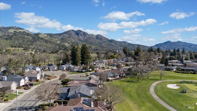 aerial view with a residential view and a mountain view