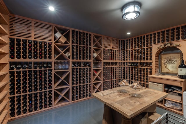 wine cellar with recessed lighting