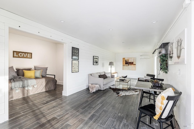 living area featuring recessed lighting and wood finished floors