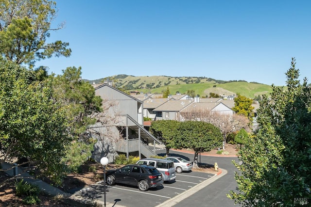 exterior space featuring a mountain view