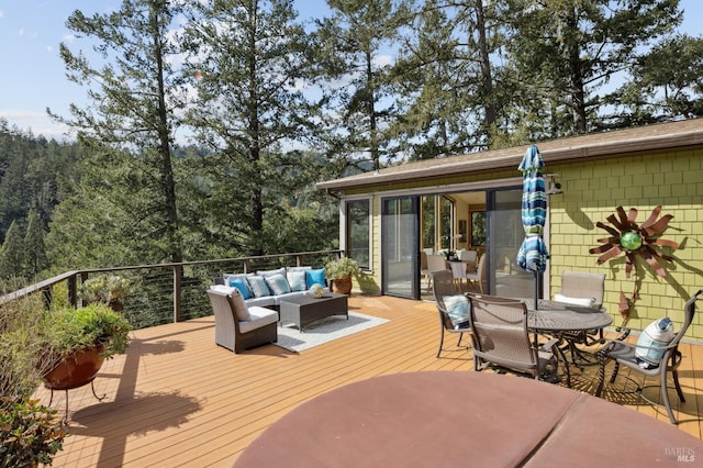224 Arroyo Rd, Forest Knolls, CA 94933 - wooden terrace featuring outdoor dining area and an outdoor living space