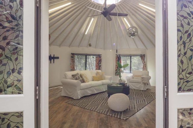 224 Arroyo Rd, Forest Knolls, CA 94933 - living area featuring lofted ceiling and wood finished floors