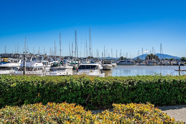 view of dock featuring a water view