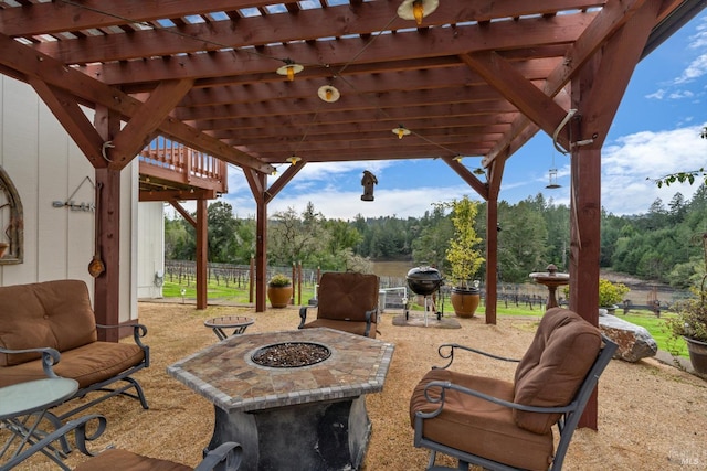 4630 Maddocks Rd, Sebastopol, CA 95472 - view of patio featuring an outdoor fire pit and a pergola