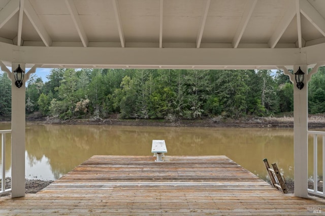 view of dock featuring a water view