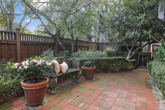 view of patio featuring a fenced backyard