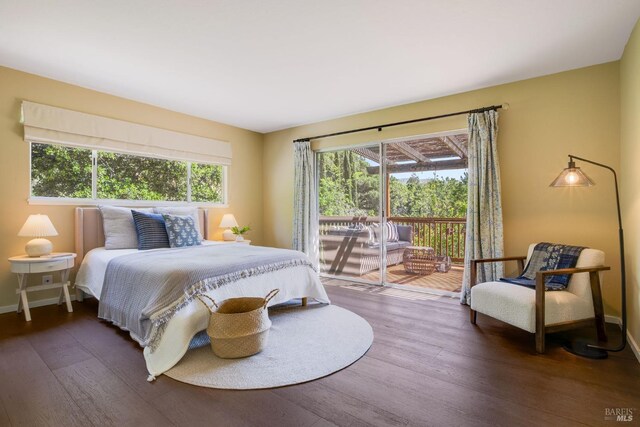 5 Madrone Ave, Woodacre, CA 94973 - bedroom with wood finished floors, access to exterior, and baseboards