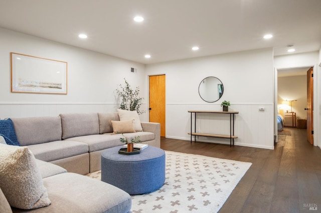 5 Madrone Ave, Woodacre, CA 94973 - living area with visible vents, baseboards, wood finished floors, and recessed lighting
