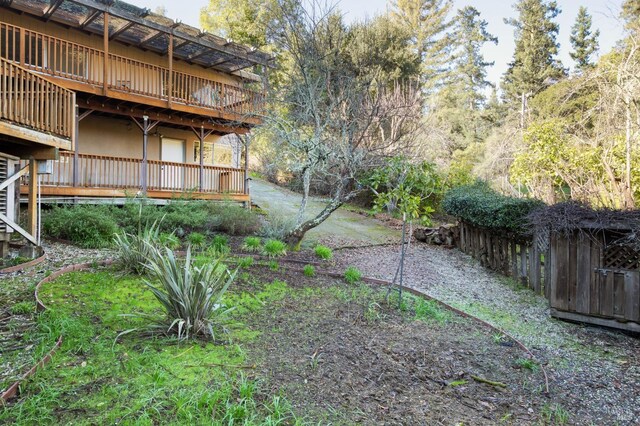 5 Madrone Ave, Woodacre, CA 94973 - view of yard with a wooden deck and fence