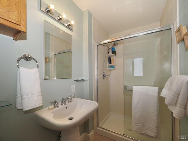 full bath featuring a shower stall and a sink