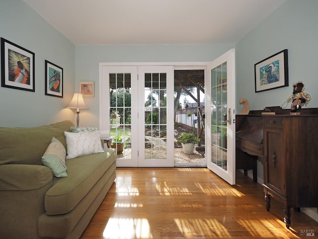 interior space featuring french doors and wood finished floors