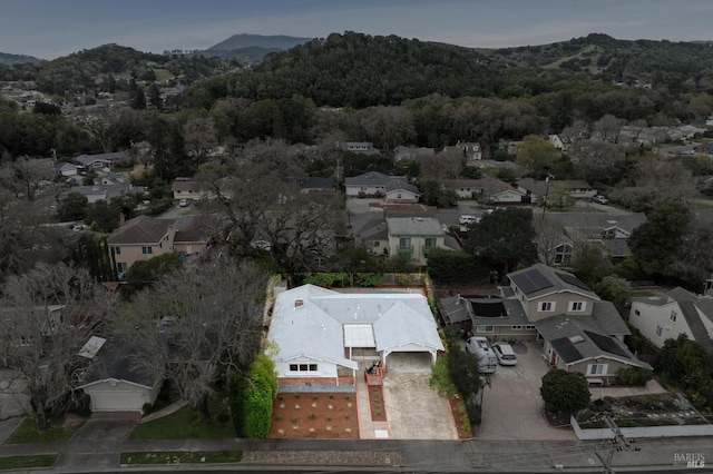 aerial view with a residential view and a mountain view