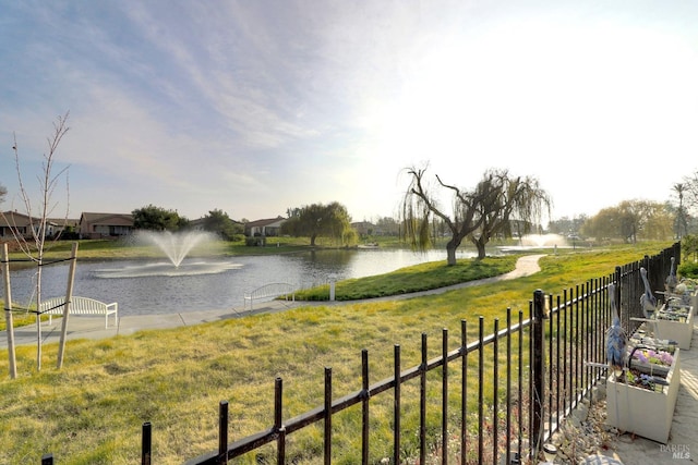 property view of water with fence