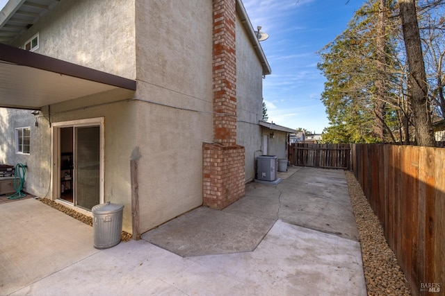 view of home's exterior featuring a patio area, a fenced backyard, and stucco siding