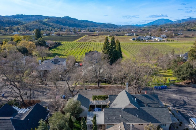 aerial view with a rural view and a mountain view