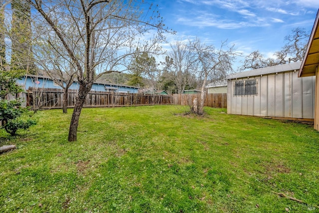 view of yard featuring a fenced backyard