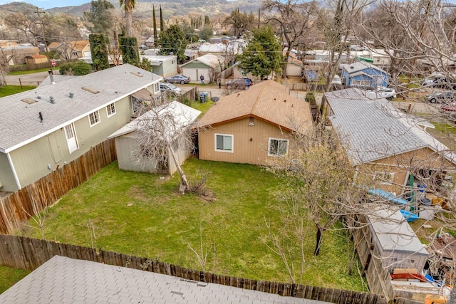 birds eye view of property featuring a residential view and a mountain view