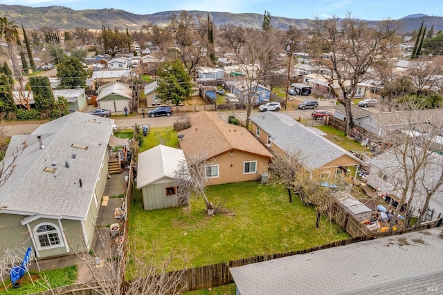 bird's eye view with a residential view and a mountain view