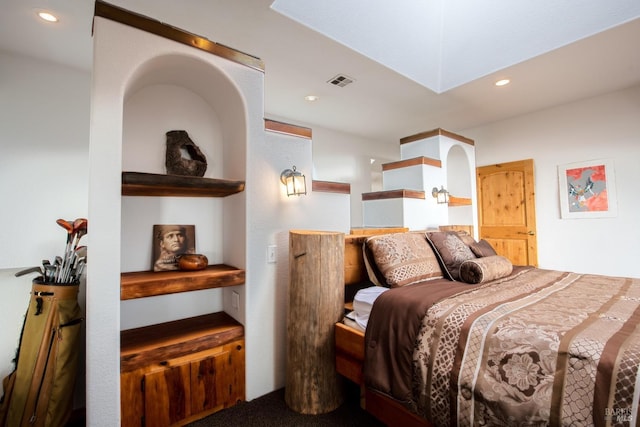 bedroom featuring visible vents and recessed lighting