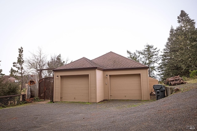 garage with fence