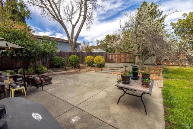 view of patio featuring a fenced backyard