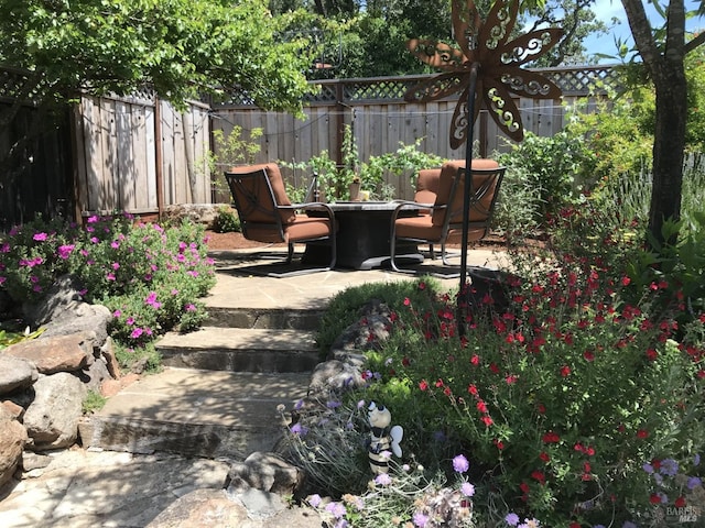 view of patio featuring a fenced backyard