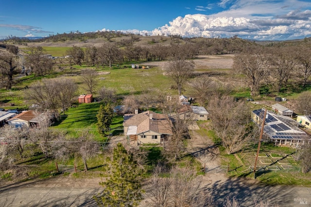 drone / aerial view with a rural view