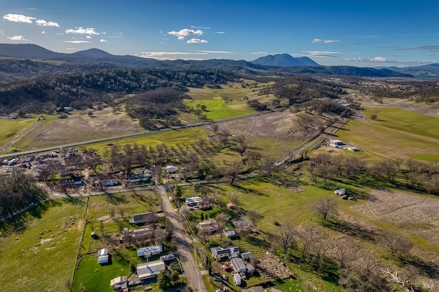 aerial view with a mountain view